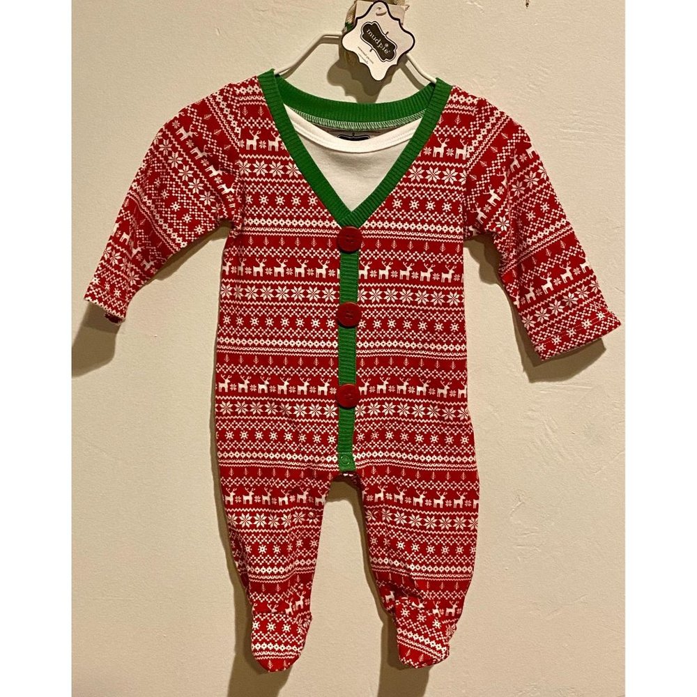 Mudpie Infant 0-3 month Christmas Bodysuit Footed